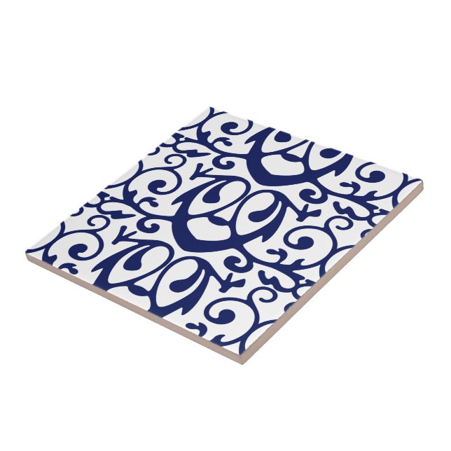 Keramiska plattan elegant Navy Blue and White Möns Kakelplatta (Sidan)