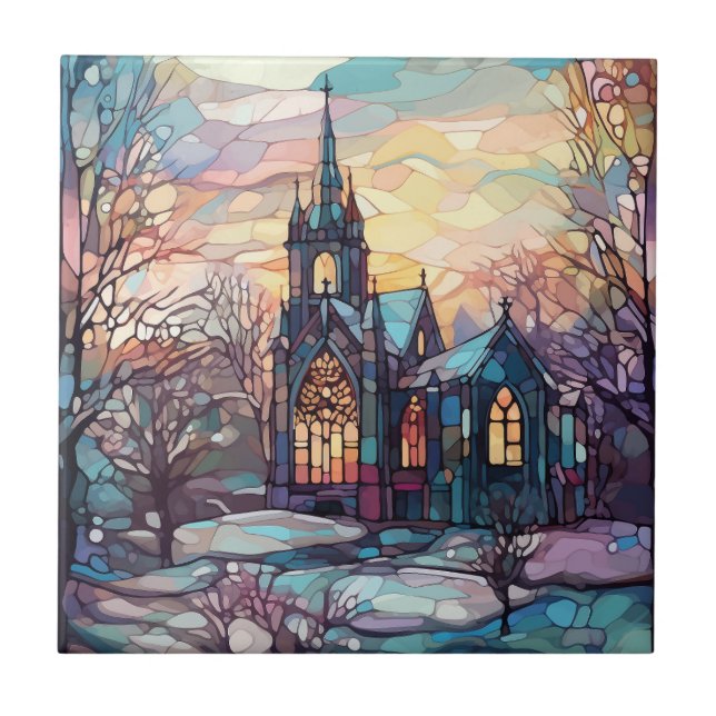 Keramiska plattan för fastgjord glaskyrka kakelplatta (Framsidan)