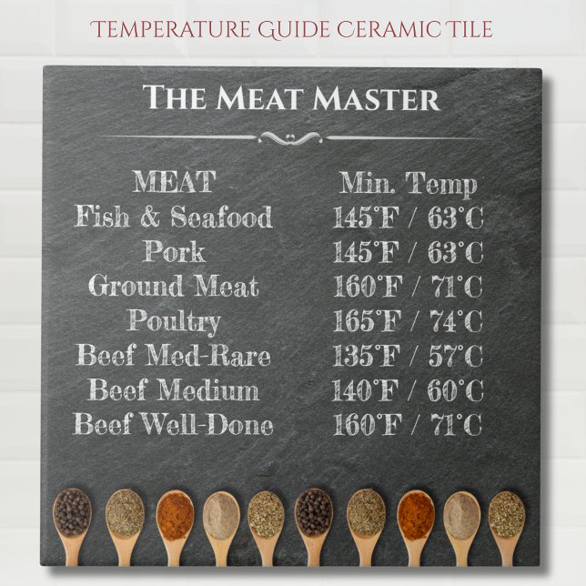 Keramiska plattan för grillverkets temperaturdiagr kakelplatta (Grill Master's Temperature Chart Ceramic Tile)