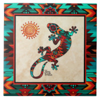 Keramiska plattan Gecko och Sol