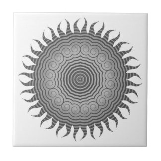 Keramiska plattan Grått Sol Mandala Kakelplatta