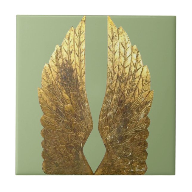 Keramiska plattan guld Angel Vingar Kakelplatta (Framsidan)