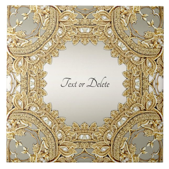 Keramiska plattan guld Ornate Kakelplatta (Framsidan)