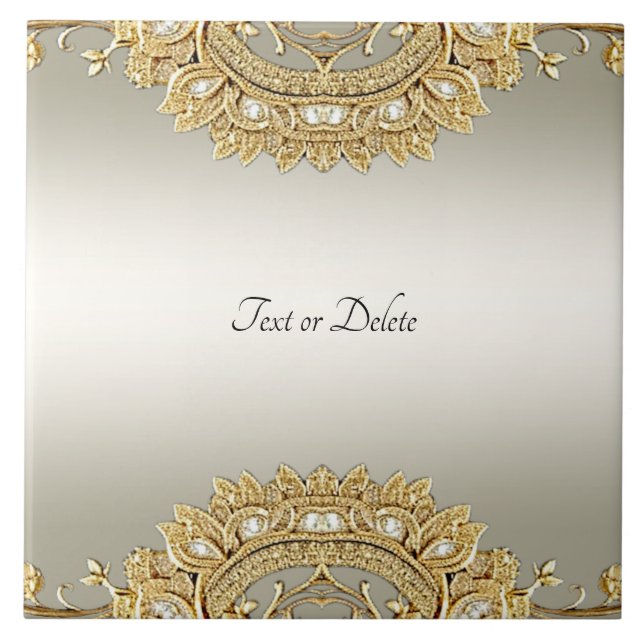 Keramiska plattan guld Ornate Kakelplatta (Framsidan)