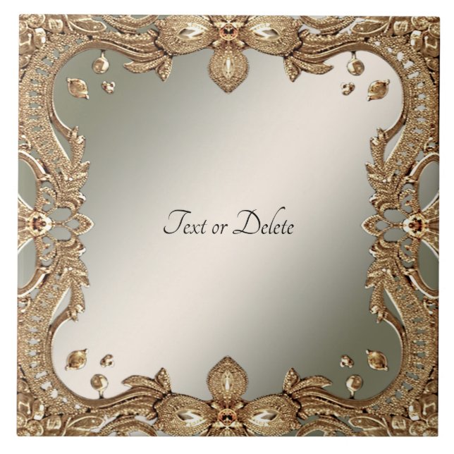 Keramiska plattan guld Ornate Ram Kakelplatta (Framsidan)