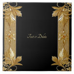 Keramiska plattan i guld Black Ornate Blommigt Kakelplatta<br><div class="desc">Den vackra keramiska plattan för Blommigt i Guld Black Ornate</div>