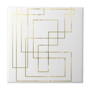 Keramiska plattan i Guld Geometric Faux Linjer Kakelplatta