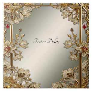 Keramiska plattan i guld Ornate Blommigt Kakelplatta