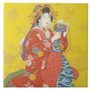 Keramiska plattan i japanska Geisha Dam Kakelplatta