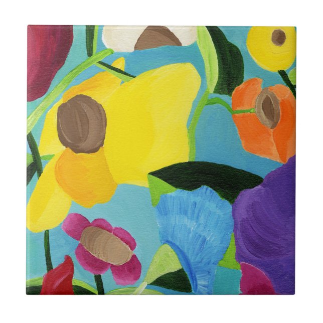 Keramiska plattan i Lycklig. Kakelplatta (Framsidan)