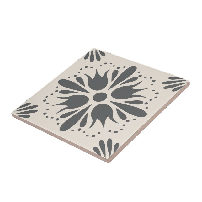 Keramiska plattan i modern Black White Flower Möns Kakelplatta (Sidan)