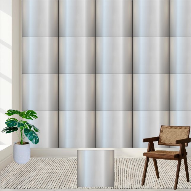 Keramiska plattan i modern metallisk Silver-överto Kakelplatta (Modern Metallic Silver Gradient Ceramic Tile)