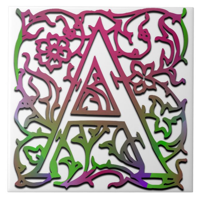 Keramiska plattan i monogram "Besque Garden" Kakelplatta (Framsidan)