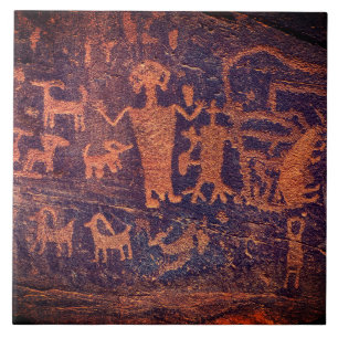 Keramiska plattan i sothwest Petroglyph Rustic Cop Kakelplatta