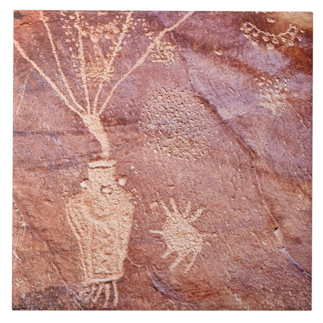 Keramiska plattan i Southwest Petroglyph Kakelplatta (Framsidan)
