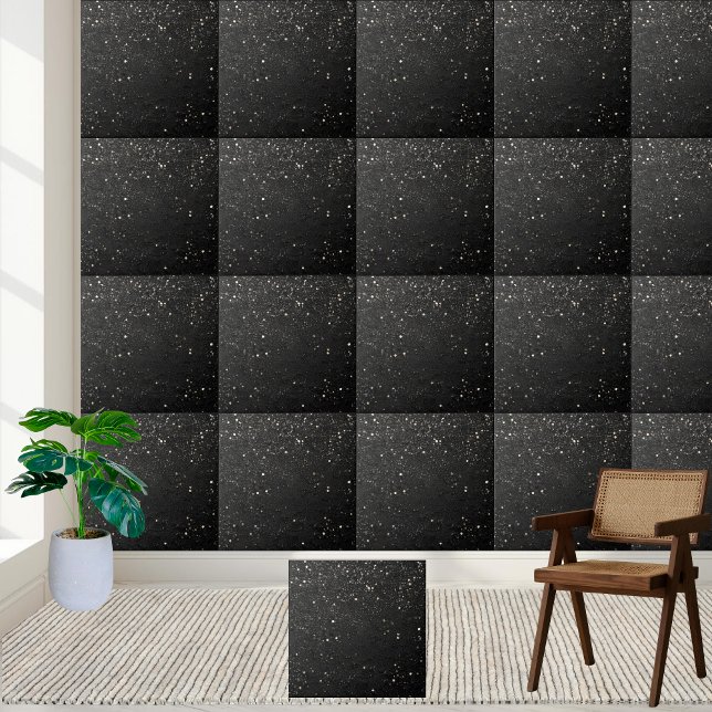 Keramiska plattan i Sprinkle Black White Glitter Kakelplatta (Sprinkle Black White Glitter Classy Ceramic Tile)