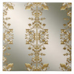 Keramiska plattan i vit Blommigt Guld Ornate Kakelplatta<br><div class="desc">Vackvit Blommigt Guld Ornate Ceramic Tile</div>