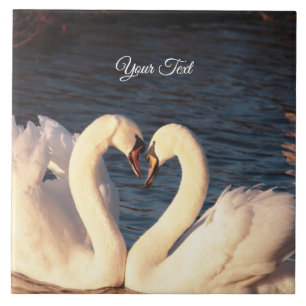 Keramiska plattan i vitt Svanar Kakelplatta