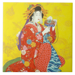 Keramiska plattan Japanska Geisha Dam Kakelplatta