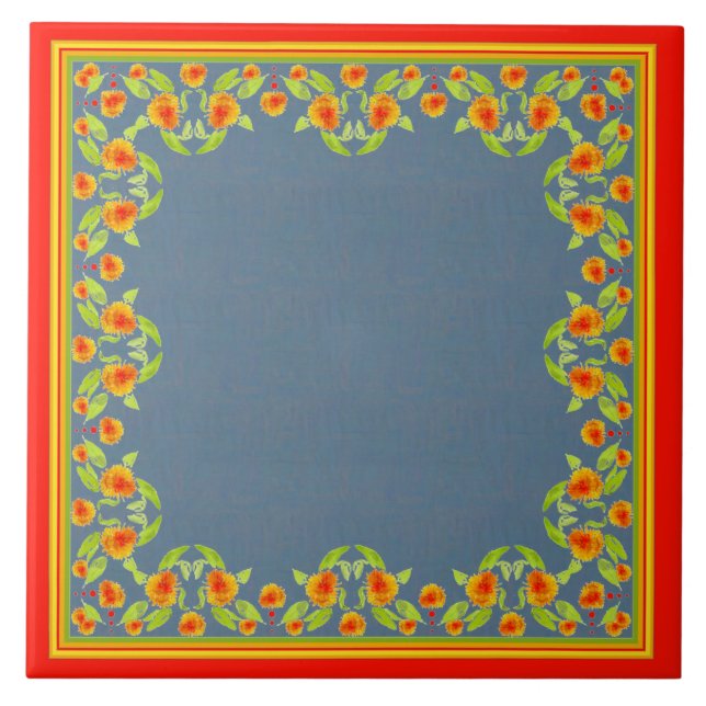 Keramiska plattan land Stil Marigolds Gräns Kakelplatta (Framsidan)