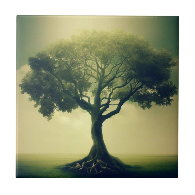 Keramiska plattan livets träd IV Kakelplatta (Framsidan)