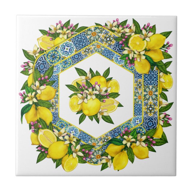 Keramiska plattan Mönster 7 vid Medelhavet Kakelplatta (Framsidan)