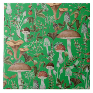 Keramiska plattan "Mushroom Skogen Grönt" Kakelplatta