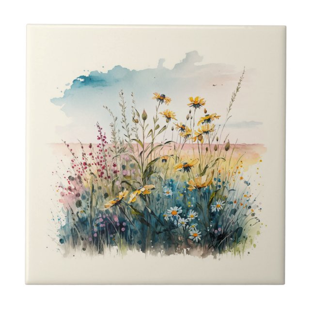 Keramiska plattan Nature Stil Fält Flowers Ceramic Kakelplatta (Framsidan)