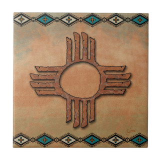 Keramiska plattan new mexico Zia (sol) Kakelplatta