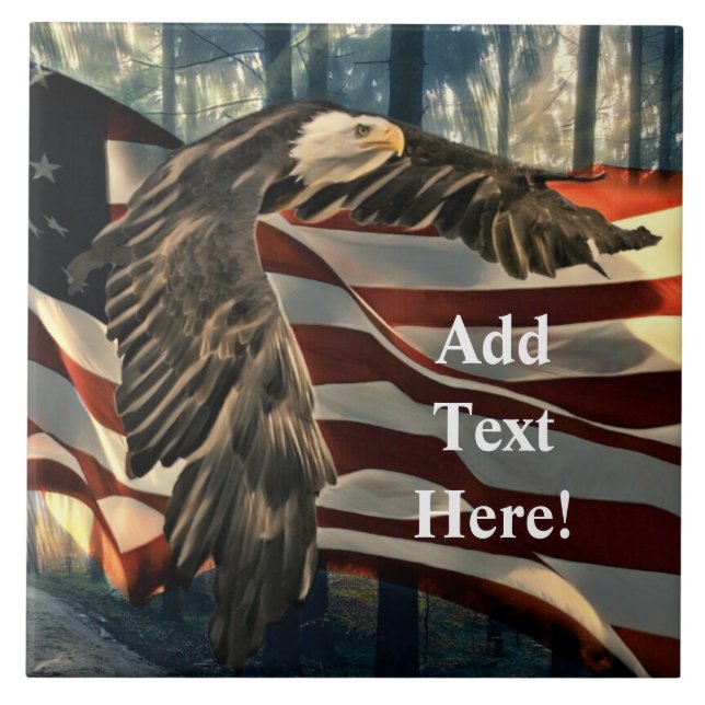 Keramiska plattan örn American Flagga Kakelplatta (Framsidan)