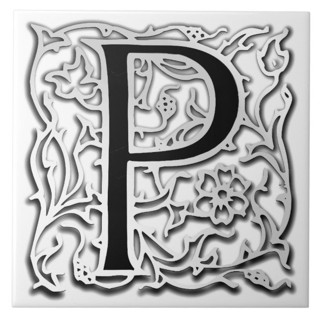 Keramiska plattan P Monogram "Silver Besque" Kakelplatta (Framsidan)