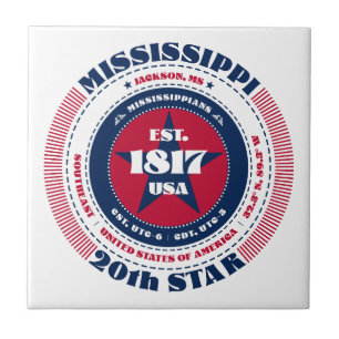 Keramiska plattan Red, White och Blue Mississippi Kakelplatta