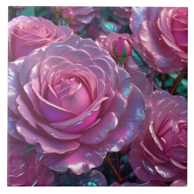 Keramiska plattan rosa ros kakelplatta (Framsidan)