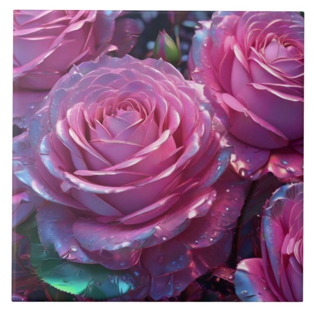 Keramiska plattan rosa ros kakelplatta (Framsidan)