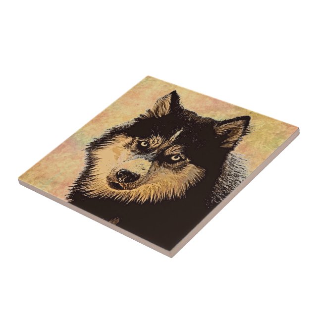 Keramiska plattan siberian husky kakelplatta (Sidan)