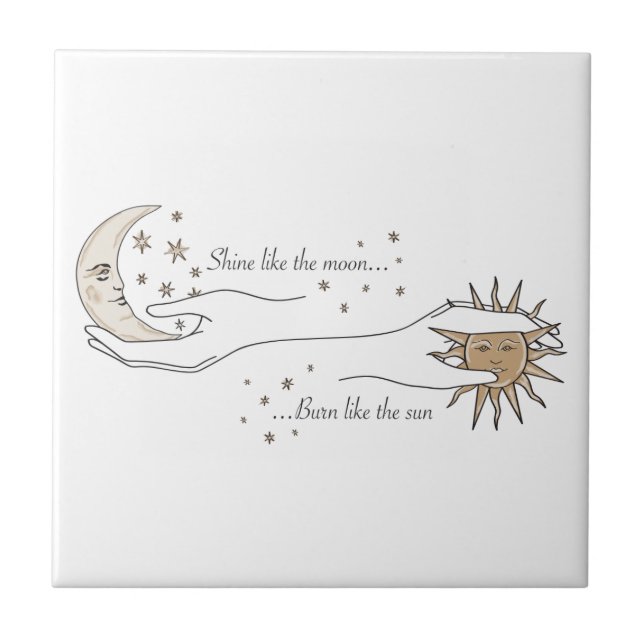 Keramiska plattan sol, Måne och Stars Kakelplatta (Framsidan)