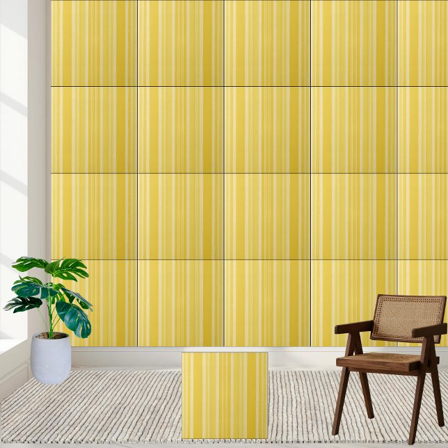 Keramiska plattan Stil 2 i Gult Rand Kakelplatta (Sunshine Yellow Stripe Ceramic Tile Style 2)