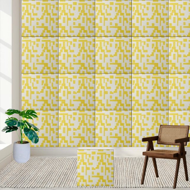 Keramiska plattan Stil 2 i Mönster, geometrisk Gul Kakelplatta (Geometric Yellow Pattern Ceramic Tile Style 2)
