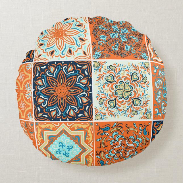 Keramiska plattor: abstrakt mönster. rund kudde (Framsidan)