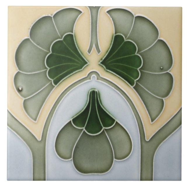 Keramiska plattor - Antique Art nouveau Blommigt G Kakelplatta (Framsidan)