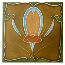 Keramiska plattor - Antique Blommigt Art nouveau Kakelplatta