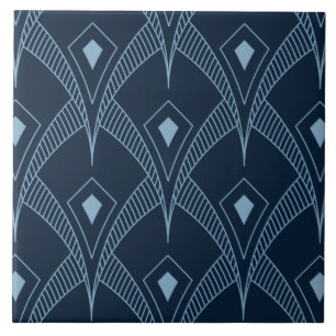 Keramiska plattor - Art Deco Fläkt Design Blue Des Kakelplatta