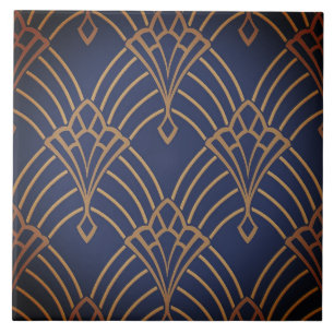Keramiska plattor - Art Deco Fläkt Design Guld/Red Kakelplatta