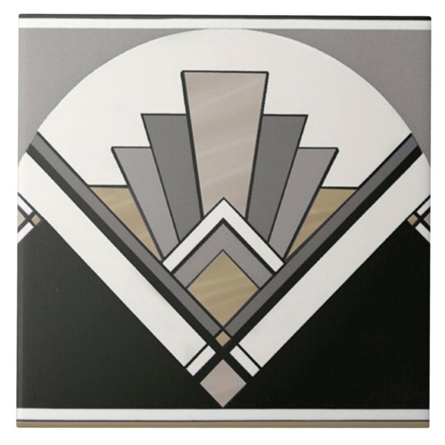 Keramiska plattor - Art Deco fläktsdesign Kakelplatta (Framsidan)