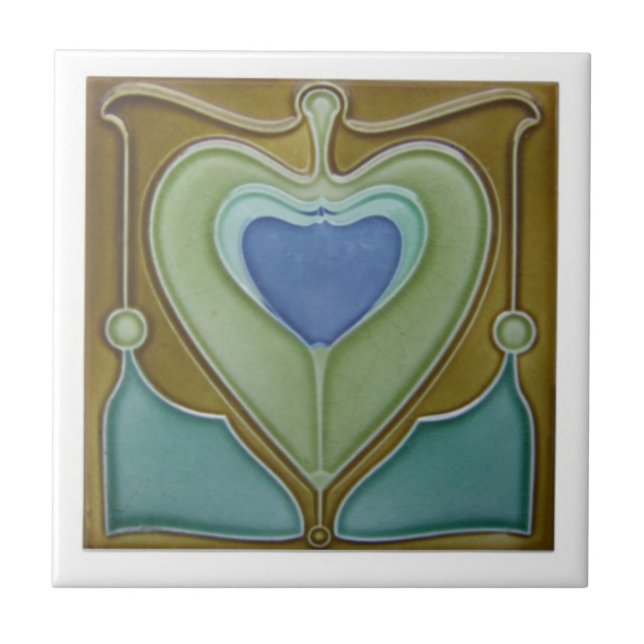 Keramiska plattor - Art nouveau Antique Heart-Blom Kakelplatta (Framsidan)