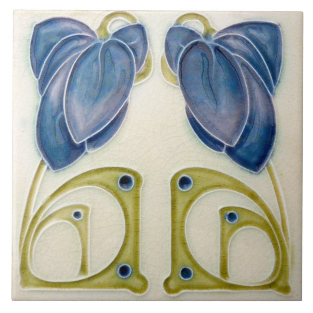 Keramiska plattor - Art nouveau Blommigt Tile Kakelplatta (Framsidan)