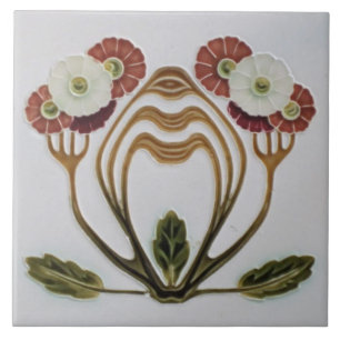 Keramiska plattor - Art Nouveau blommotiv Kakelplatta