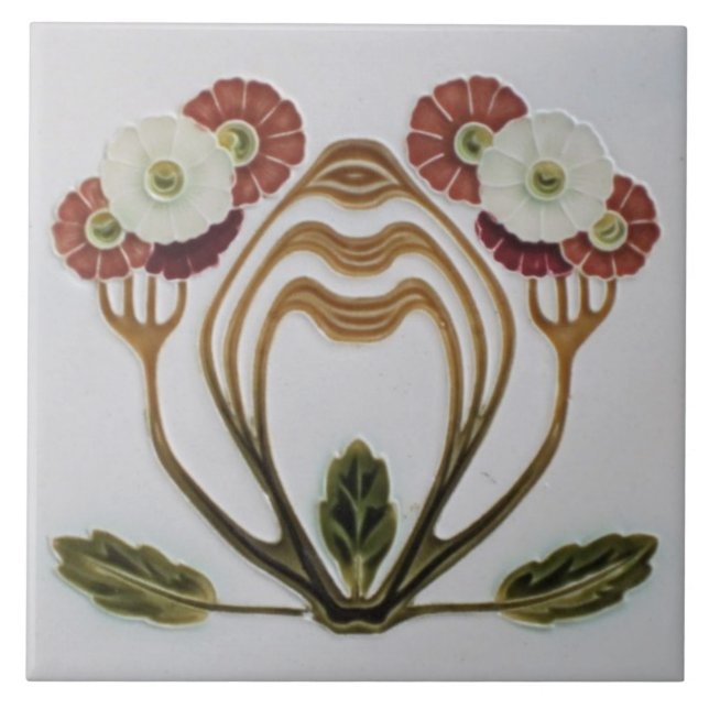Keramiska plattor - Art Nouveau blommotiv Kakelplatta (Framsidan)