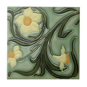 Keramiska plattor - Art nouveau-Daffodils 3 Kakelplatta