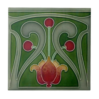 Keramiska plattor - Art nouveau-eldställ eller väg Kakelplatta